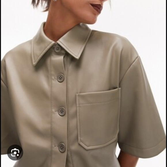 NWT TopShop Faux Leather Top - Picture 2 of 8